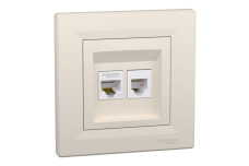 Розетка комп'ютерна RJ45 категорія  5Е І ТЕЛЕФОННА Розетка RJ12 Крем Asfora (EPH4900123)