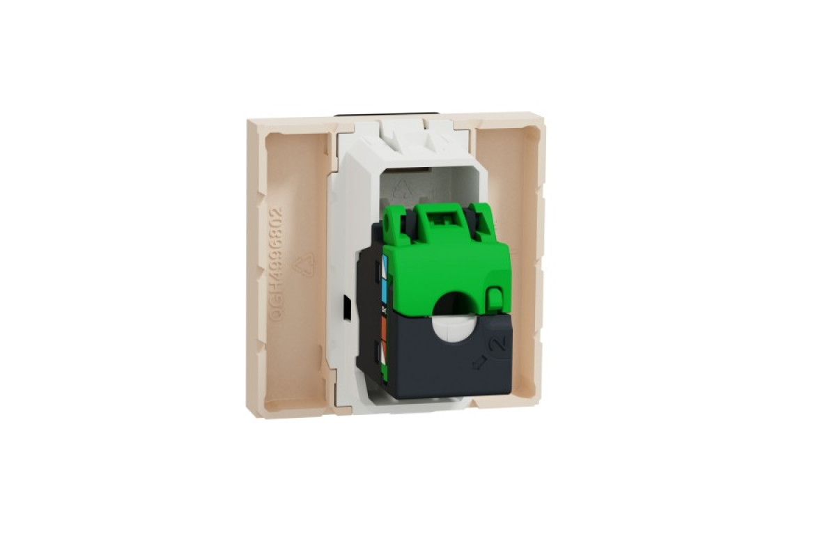 Розетка комп'ютерна RJ45, категорія 5 STP, 2 модулі, бежева Unica New Studio (NU341344)