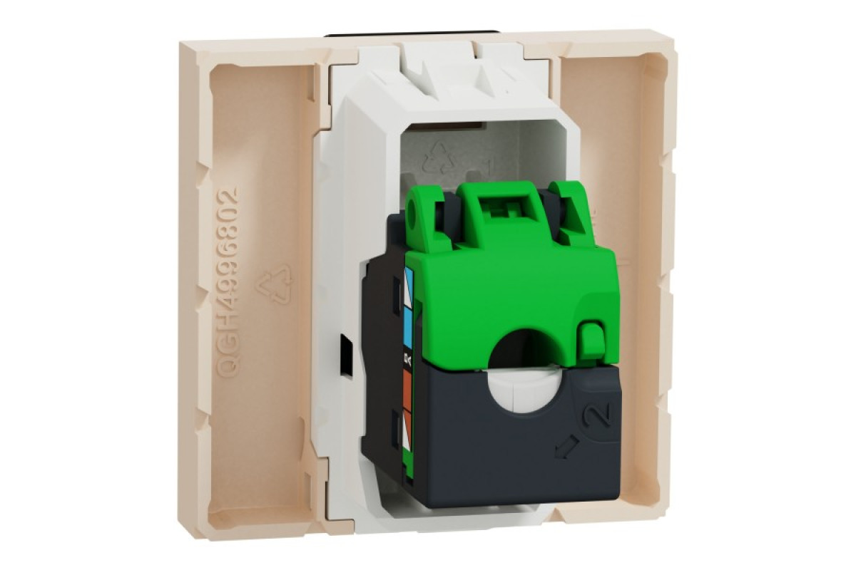 Розетка комп'ютерна RJ45, категорія 5 UTP, 2 модулі, бежева Unica New Studio (NU341144)