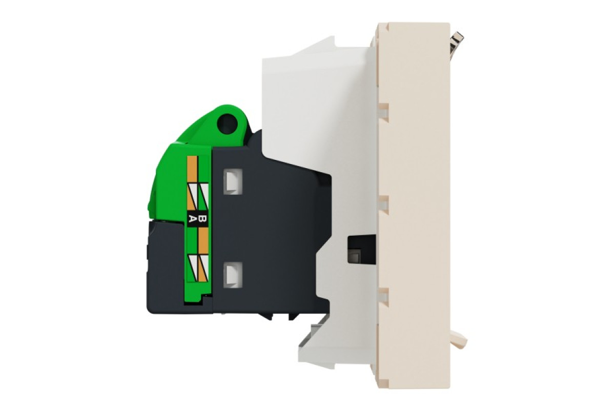 Розетка комп'ютерна RJ45, категорія 6 UTP, 2 модулі, бежева Unica New Studio (NU341544)