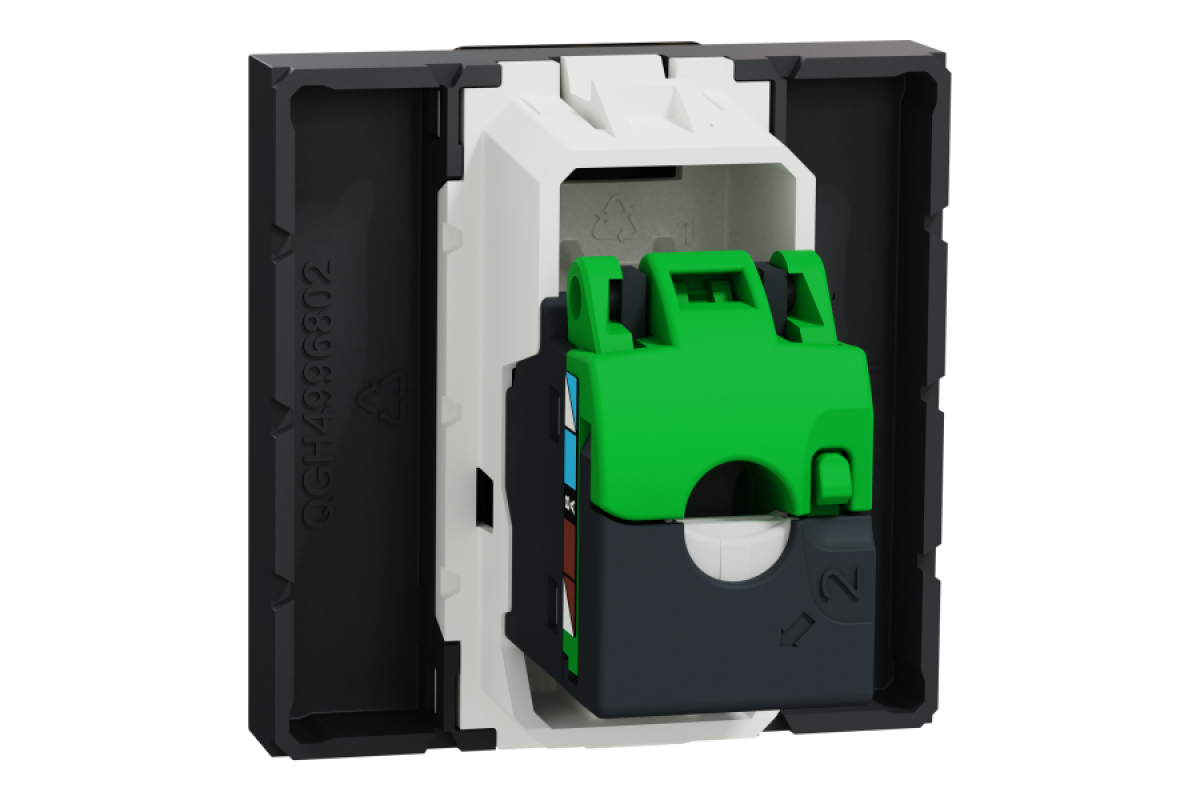 Розетка комп'ютерна RJ45, одинарна категорія 5 UTP, 2 модулі антрацит (NU341154)