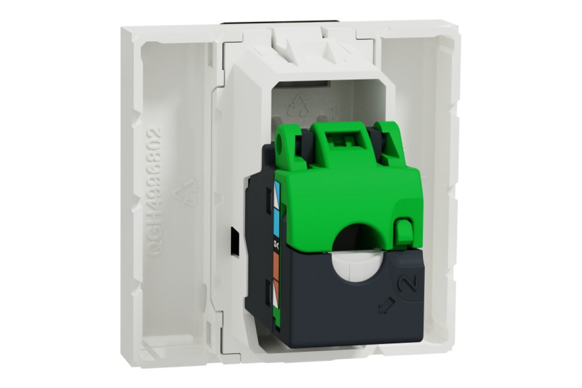 Розетка комп'ютерна RJ45, одинарна категорія 5, STP, 2 модулі білий (NU341318)