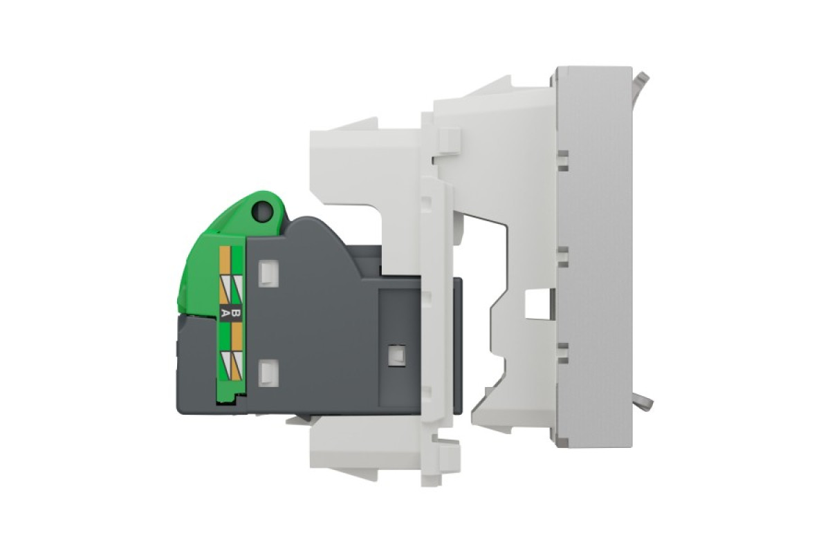 Розетка комп'ютерна RJ45, одинарна категорія 6 STP, 2 модулі алюміній (NU341730)