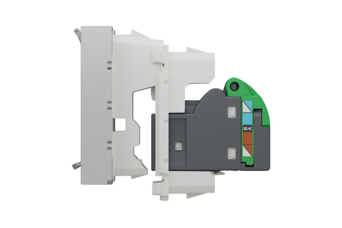 Розетка комп'ютерна RJ45, одинарна категорія 6 STP, 2 модулі алюміній (NU341730)