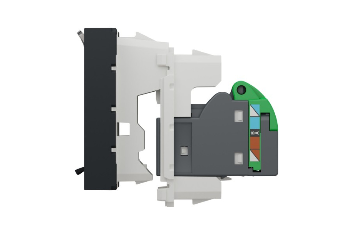 Розетка комп'ютерна RJ45, одинарна категорія 6 STP, 2 модулі антрацит (NU341754)