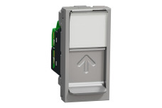 Розетка комп'ютерна RJ45, одинарна категорія 6 UTP, 1 модуль алюміній (NU341430)