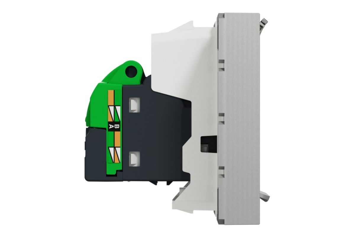 Розетка комп'ютерна RJ45, одинарна категорія 6 UTP, 2 модулі алюміній (NU341530)