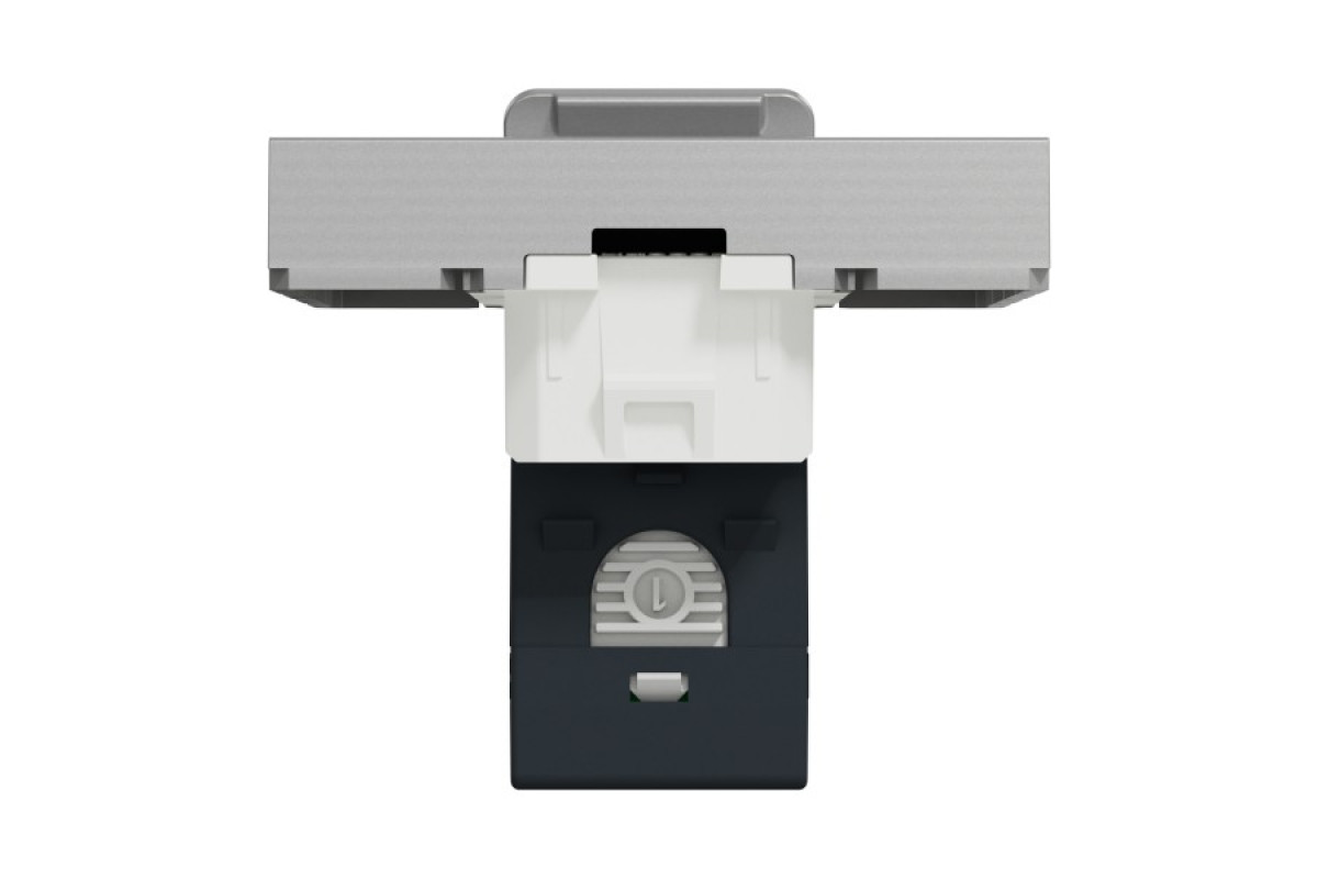 Розетка комп'ютерна RJ45, одинарна категорія 6 UTP, 2 модулі алюміній (NU341530)