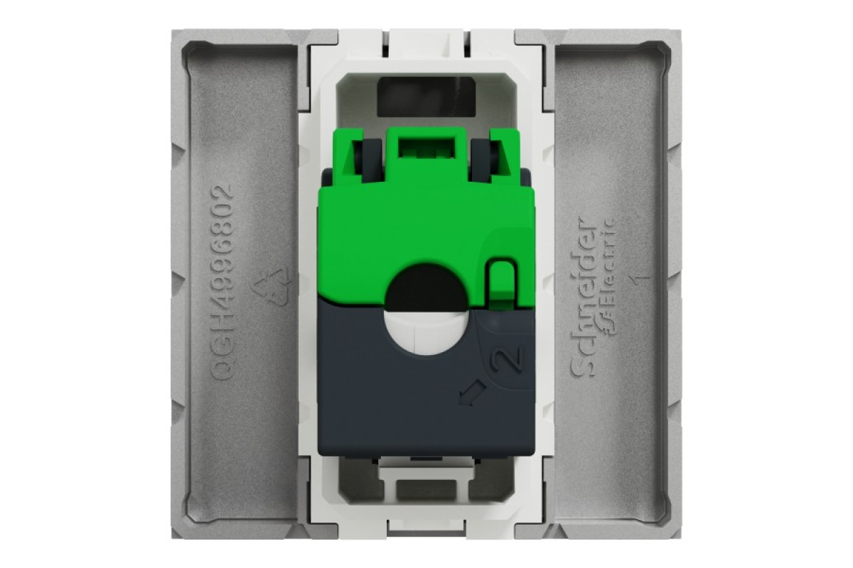 Розетка комп'ютерна RJ45, одинарна категорія 6 UTP, 2 модулі алюміній (NU341530)