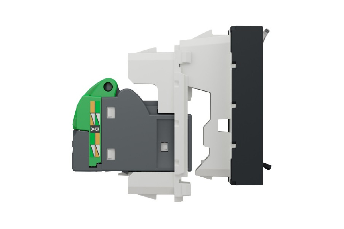 Розетка комп'ютерна RJ45, одинарна категорія 6 UTP, 2 модулі антрацит (NU341554)