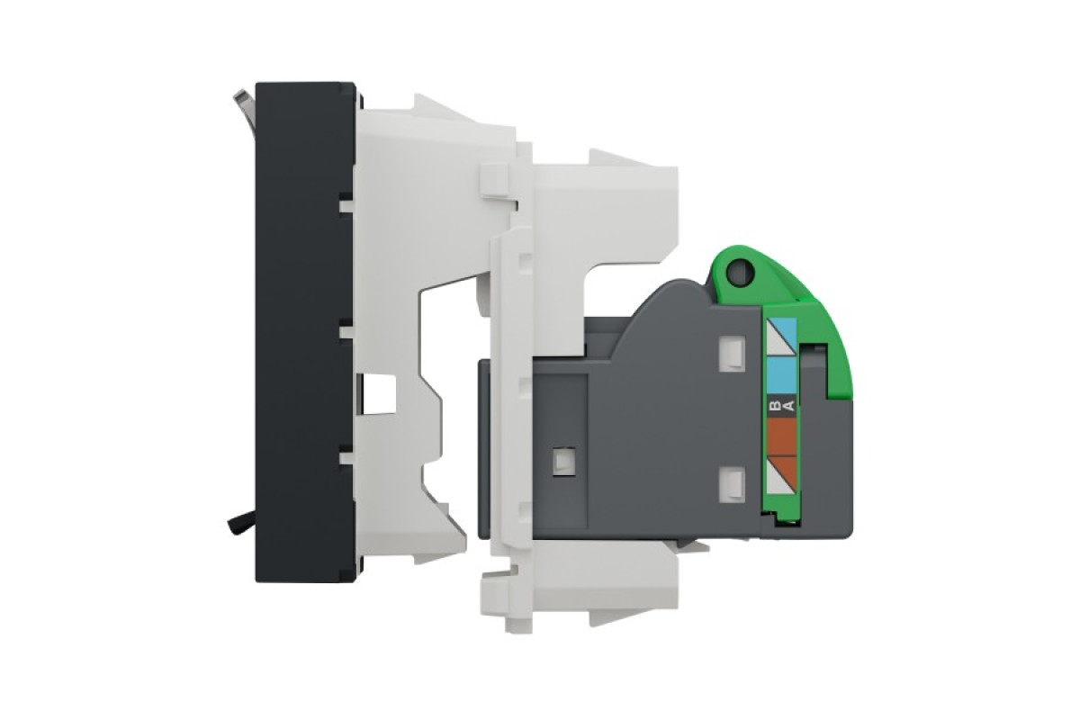 Розетка комп'ютерна RJ45, одинарна категорія 6 UTP, 2 модулі антрацит (NU341554)