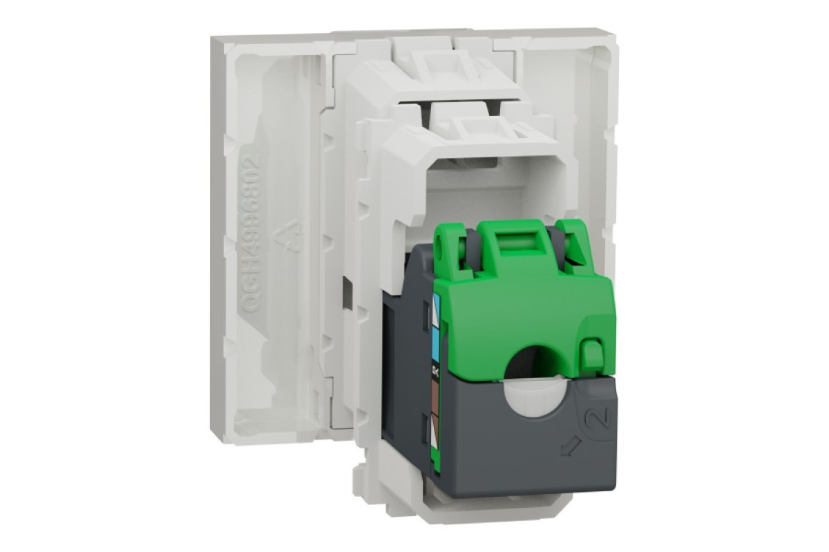 Розетка комп'ютерна RJ45, одинарна категорія 6 UTP, 2 модулі білий (NU341518)