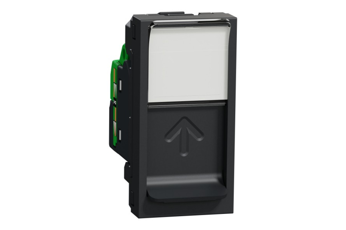 Розетка комп'ютерна RJ45, одинарна, категорія 5 UTP, 1 модуль, антрацит (NU341054)