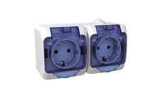 Розетка подвійна IP44, з прозорою захисною кришкою Cedar Plus, біла (WDE000525)