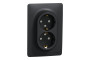 Розетка подвійна Unica New з з/к, зі шторками, гвинтовими зажимами, антрацит (NU206754)