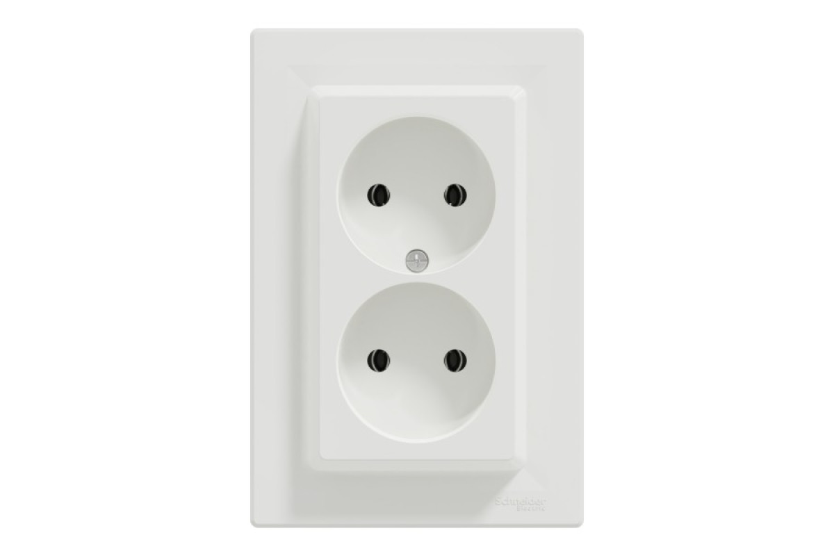 Розетка подвійна без заземлення Біла Asfora (EPH9700121)