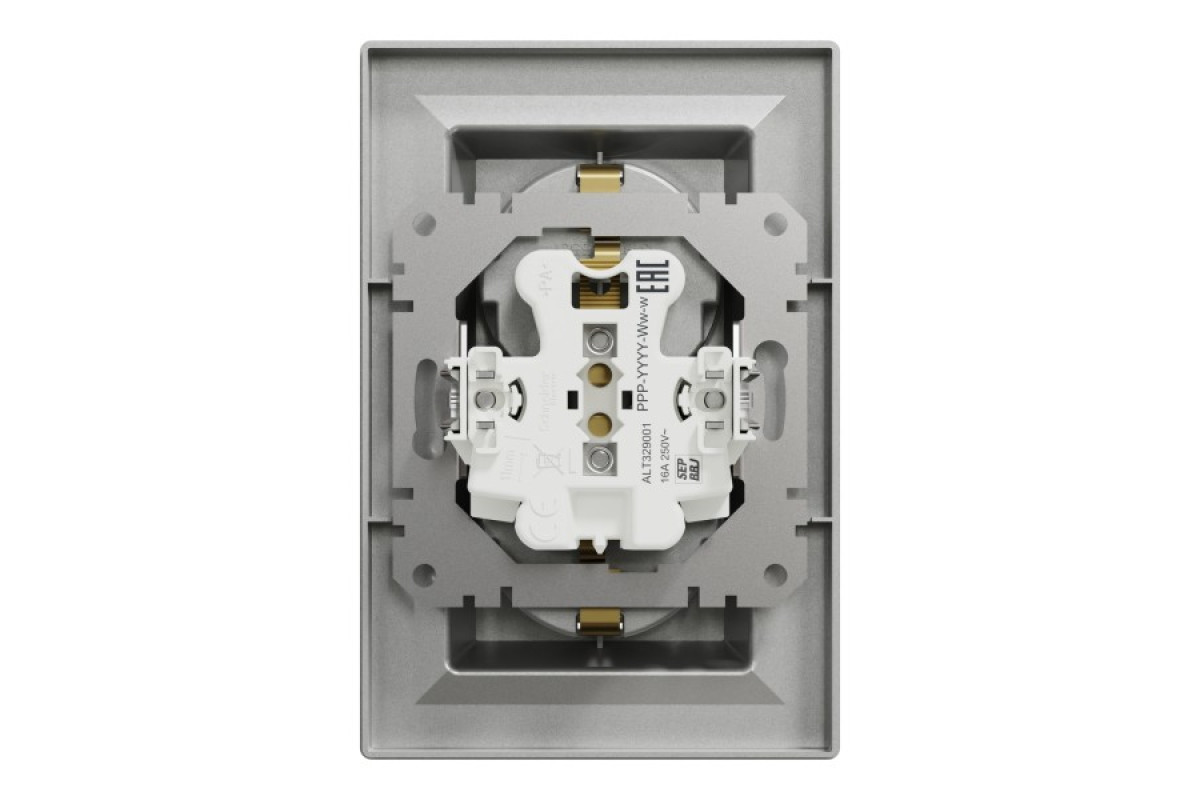 Розетка подвійна з заземленням Алюміній Asfora (EPH9900161)