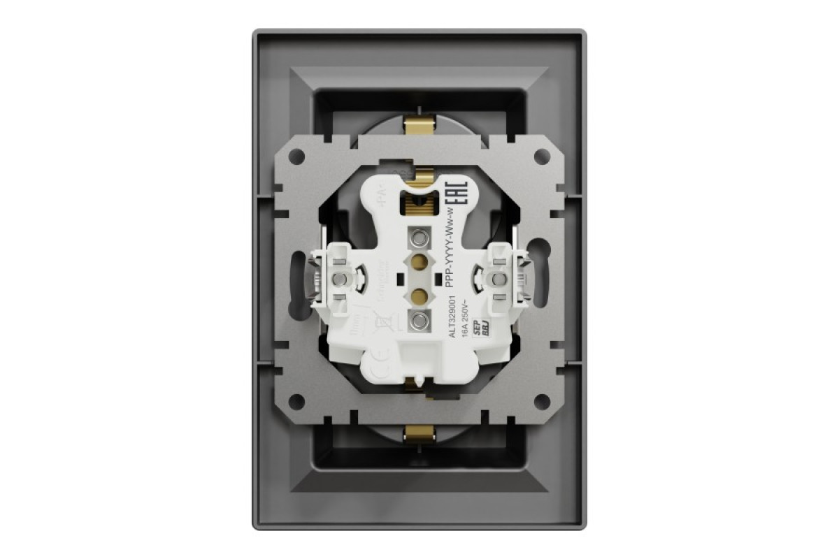 Розетка подвійна з заземленням Антрацит Asfora (EPH9900171)