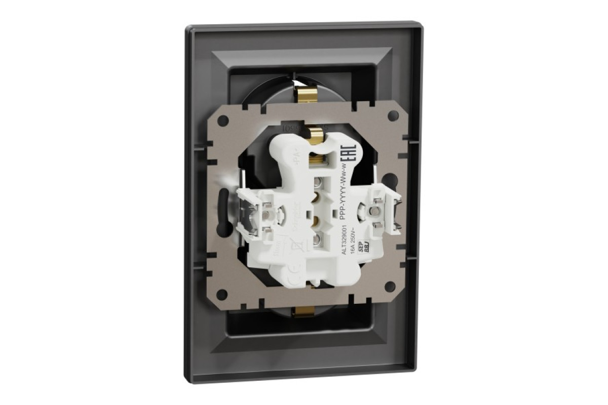 Розетка подвійна з заземленням Антрацит Asfora (EPH9900171)