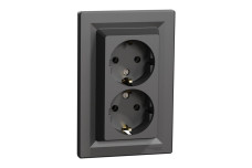 Розетка подвійна з заземленням Антрацит Asfora (EPH9900171)