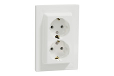 Розетка подвійна з заземленням Біла Asfora (EPH9900121)