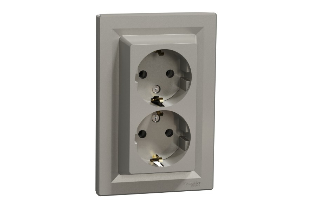 Розетка двойная с заземлением Бронза Asfora (EPH9900169)