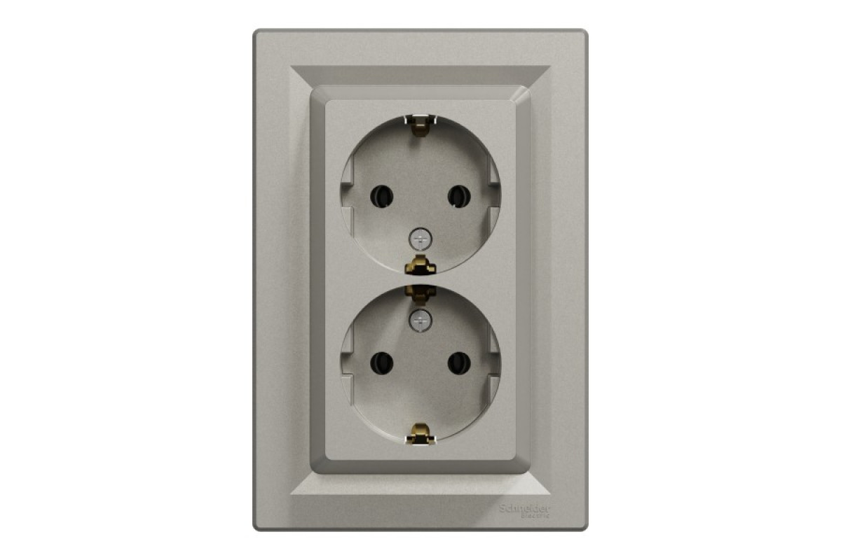 Розетка двойная с заземлением Бронза Asfora (EPH9900169)