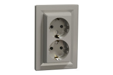 Розетка подвійна з заземленням Бронза Asfora (EPH9900169)