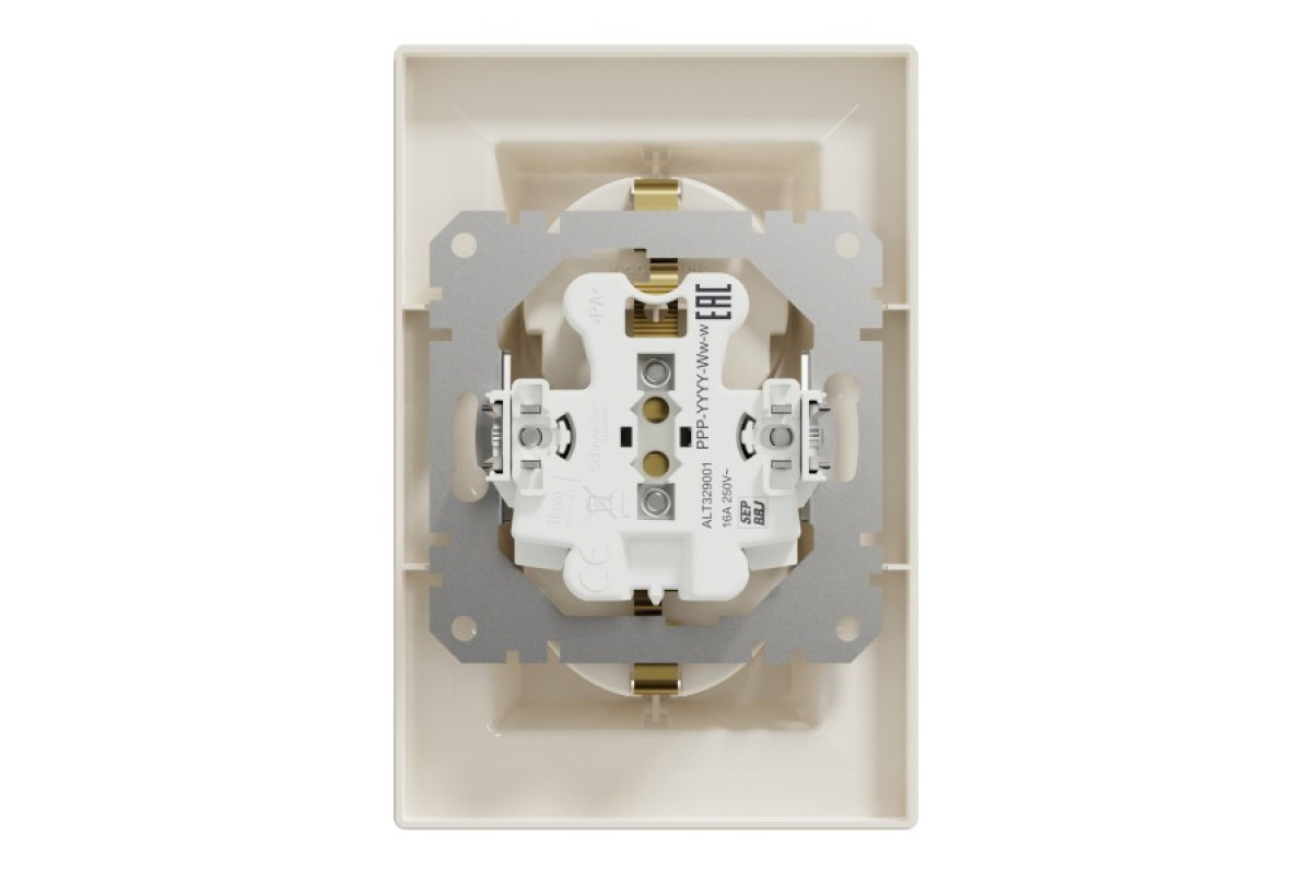 Розетка подвійна з заземленням Кремова Asfora (EPH9900123)