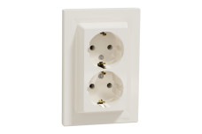 Розетка подвійна з заземленням Кремова Asfora (EPH9900123)