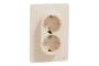 Розетка подвійна з заземленням та шторками, гвинтові зажими, бежева Unica New (NU206744)