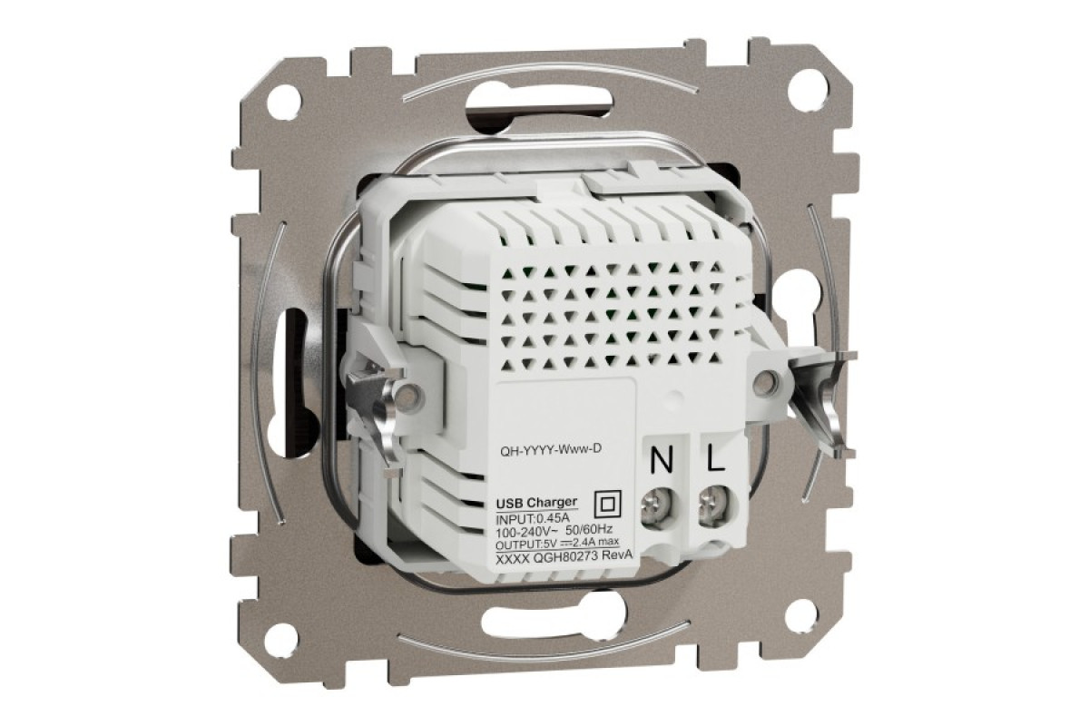 USB розетка типу А+С, 2,4 А, Венге Sedna Elements (SDD181402)