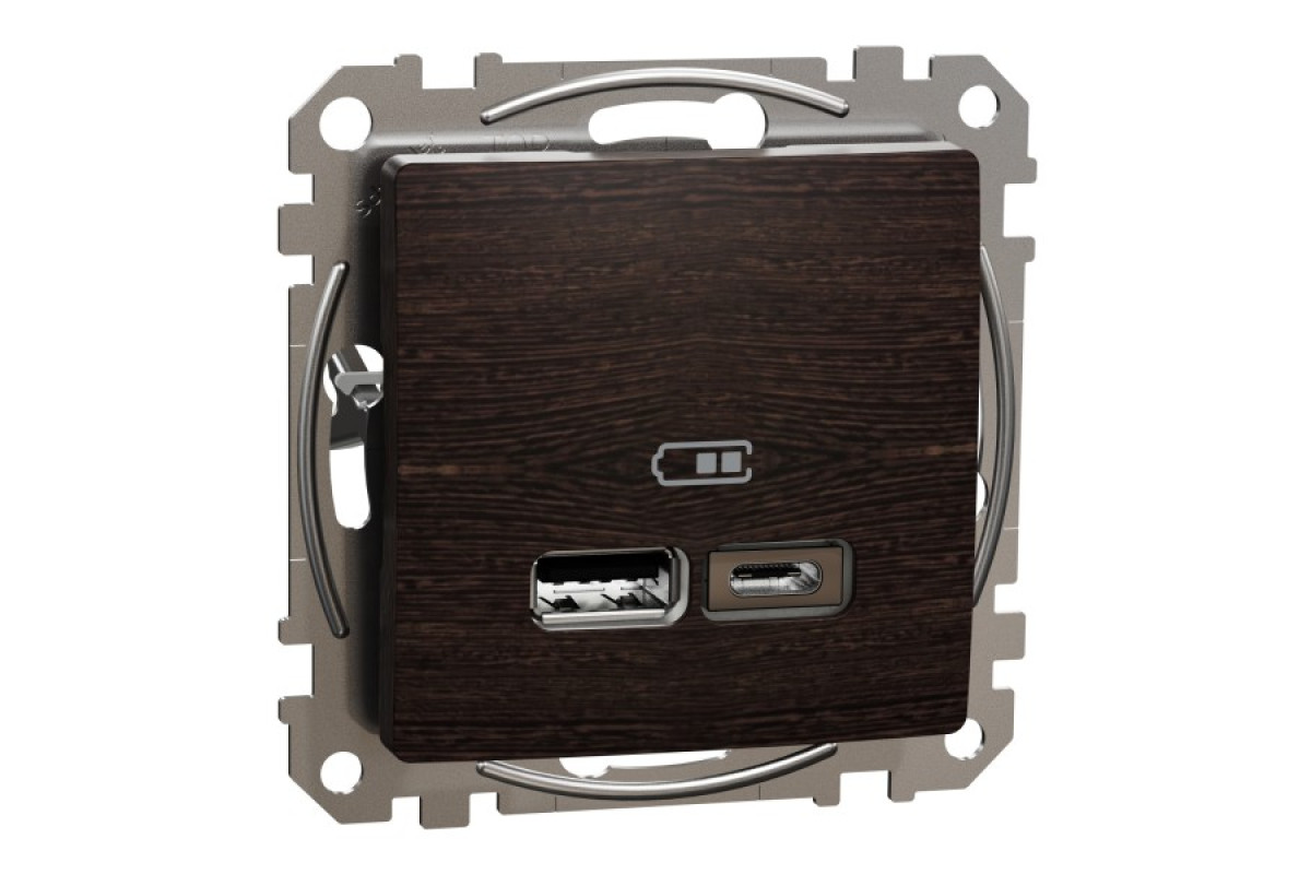 USB розетка типу А+С, 2,4 А, Венге Sedna Elements (SDD181402)