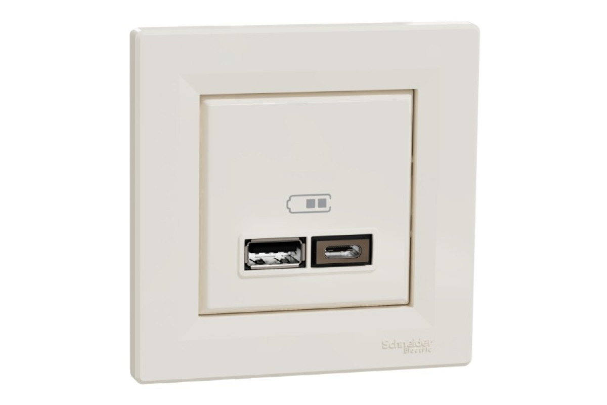 Подвійна USB зарядка 2.4 A Asfora крем (EPH2700323)