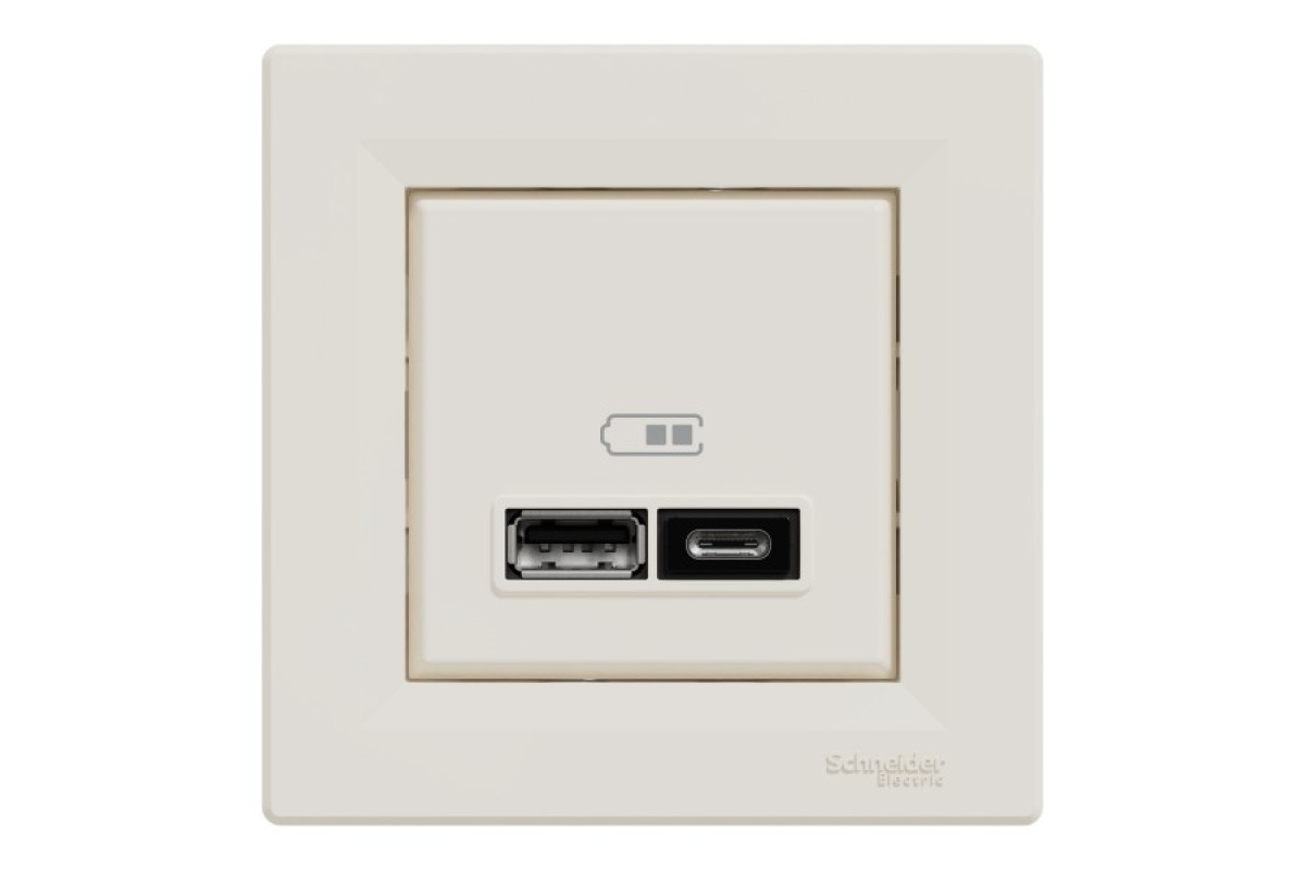 Подвійна USB зарядка 2.4 A Asfora крем (EPH2700323)