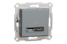 Подвійна USB зарядка 2.4 A Asfora сталь (EPH2700362)