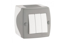 Вимикач трьохклавішний, Mono Electric, OCTANS IP 20 (сірий) (104-020001-114)