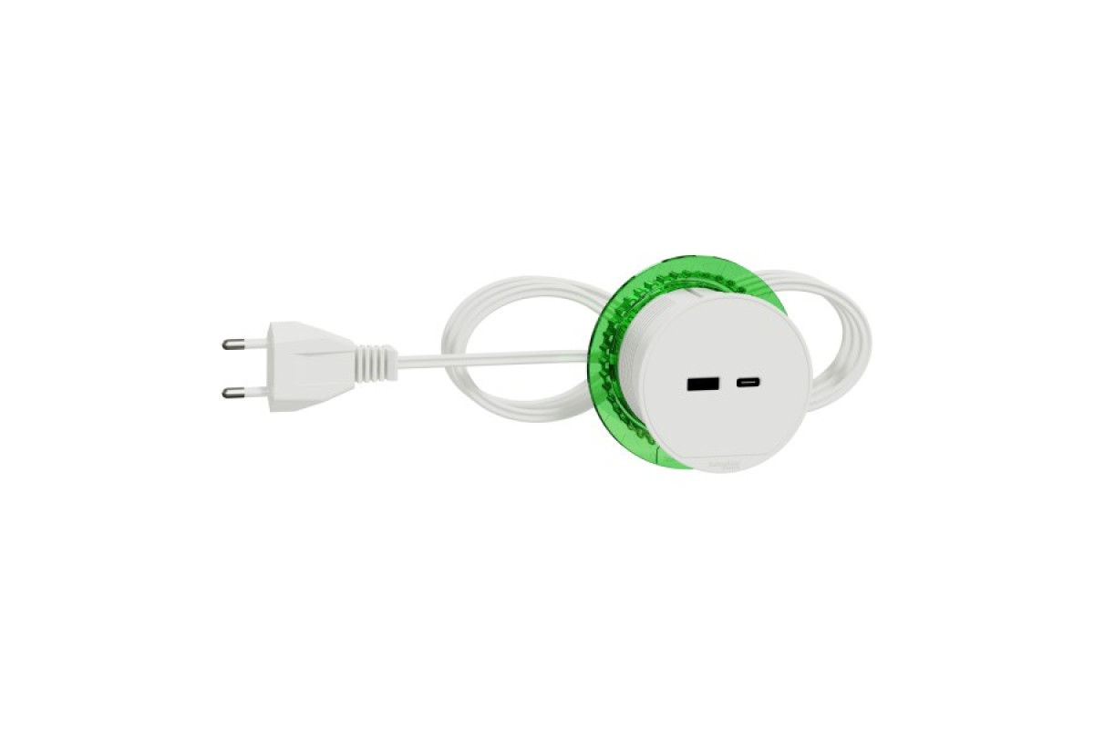 Настільний блок XS з USB типу A та USB типу C, білий (INS44008)