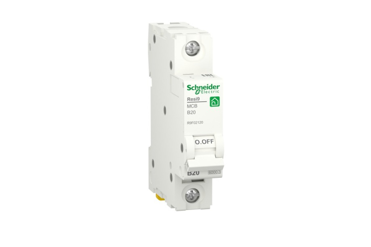 Автоматический выключатель RESI9 Schneider Electric 20 A, 1P, кривая В, 6кА (R9F02120)