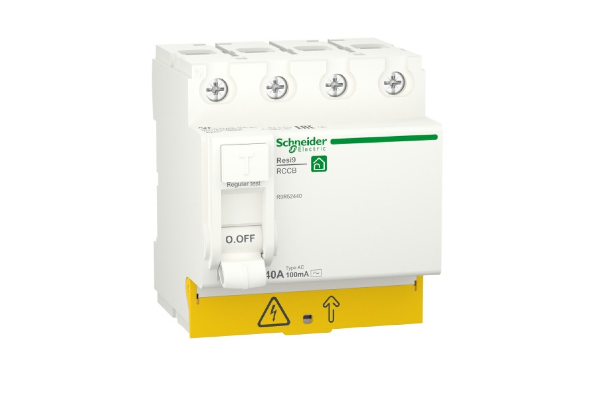 Дифференциальный выключатель нагрузки RESI9 Schneider Electric 40 A, 100 мA, 4P, тип АС (R9R52440)