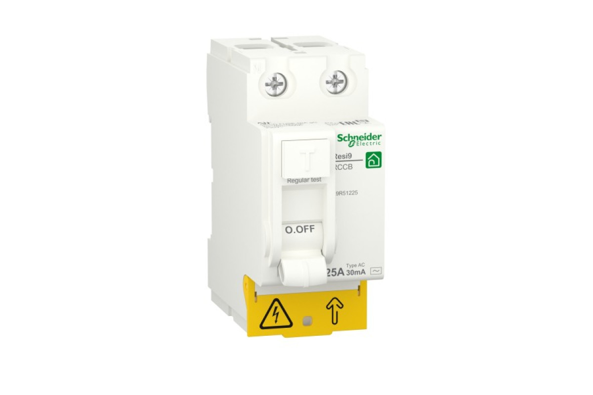 Дифференциальный выключатель нагрузки RESI9 Schneider Electric 25 A, 30 мA, 2P, тип АС (R9R51225)