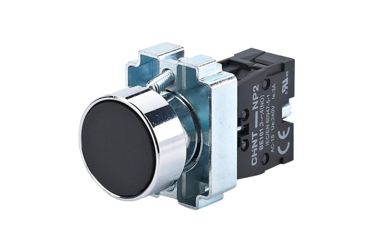 Кнопка NP2-BA21 без подсветки черная 1NO IP40 (573955)