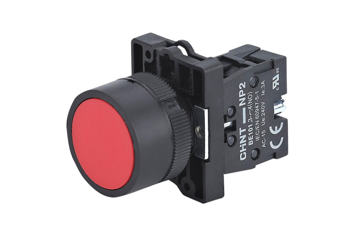 Кнопка пластиковая NP2-EA42 без подсветки красная 1NC IP40 (574089)