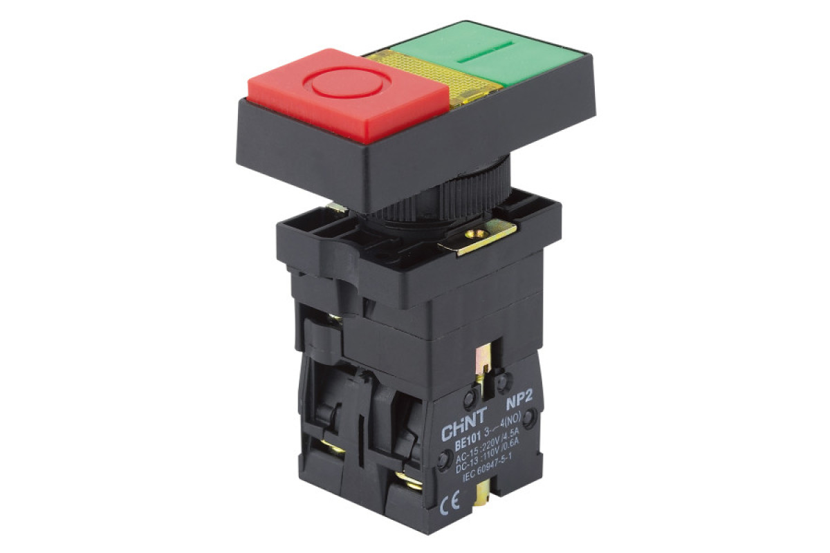 Кнопка двойная пластиковая NP2-EW8465 1NO+1NC AC/DC 220/230В(LED) IP40 (575344)