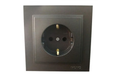 Розетка 1-я с заземлением, Mono Electric, DESPINA (графит) (102-202021-117)