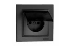 Розетка с заземлением и крышкой, Mono Electric, DESPINA (графит) (102-202021-118)