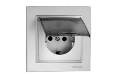 Розетка с заземлением и крышкой, Mono Electric, DESPINA (серебро) (102-212121-118)