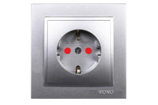 Розетка 1-я с заземлен., и защитой для детей, Mono Electric, DESPINA (серебро) (102-212121-119)
