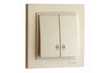 Выключатель двухклавишный проходной, Mono Electric, DESPINA (крем) (102-170023-111)