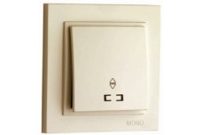 Выключатель одноклавишный проходной с подсветкой, Mono Electric, DESPINA (крем) (102-170025-110)